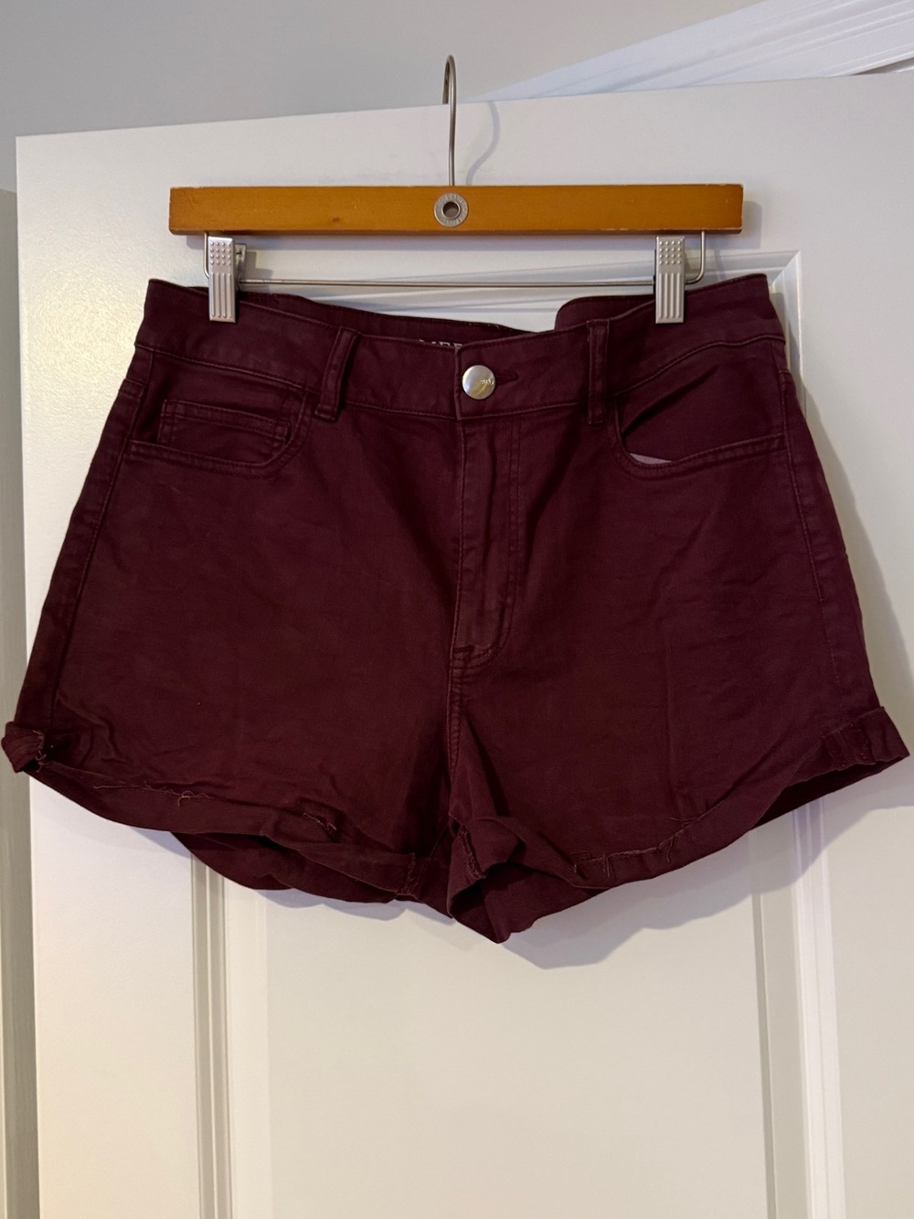American Eagle Outfitters Women's Wine-Colored Jean Shorts